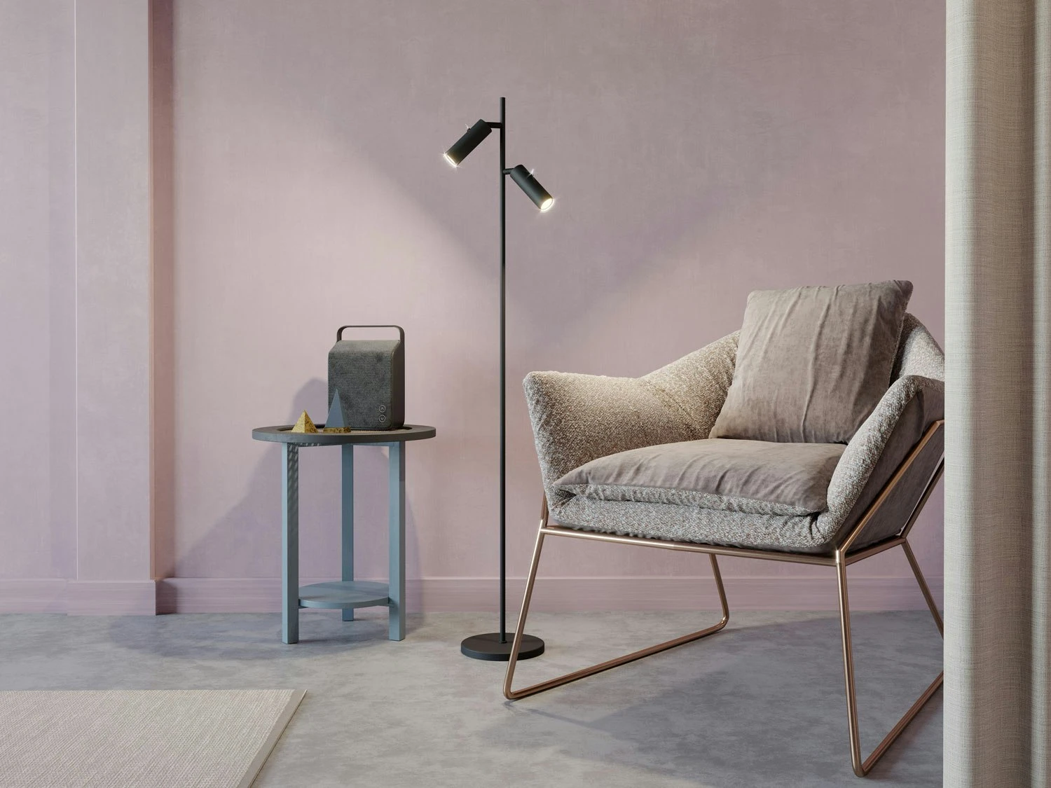 Belid Cato Slim Double Stehlampe Doppelt, Schwarzmatt 4 Belid Cato Slim Double Stehlampe Doppelt, Schwarzmatt – Bild 2