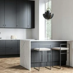 Barhocker Mit Rückenlehne 80 Cm, Schwarz / Beige Samt -Möbel Verkauf department barhocker niedrig hoch ruckenlehne 117