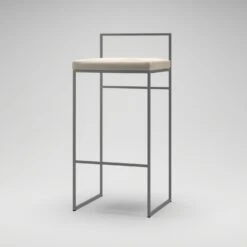Barhocker Mit Rückenlehne 90 Cm, Grau / Beige Samt -Möbel Verkauf department barstuhl mit hoher ruckenlehne schwarz 193