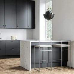 Barhocker Mit Rückenlehne 90 Cm, Grau / Beige Samt -Möbel Verkauf department barstuhl mit hoher ruckenlehne schwarz 195